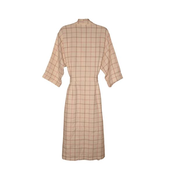 SPA ESSENTIALS NEW $78 Sleep Sense Turkish Cotton Robe Ivory Plaid Belted L / XL - Picture 2 of 4